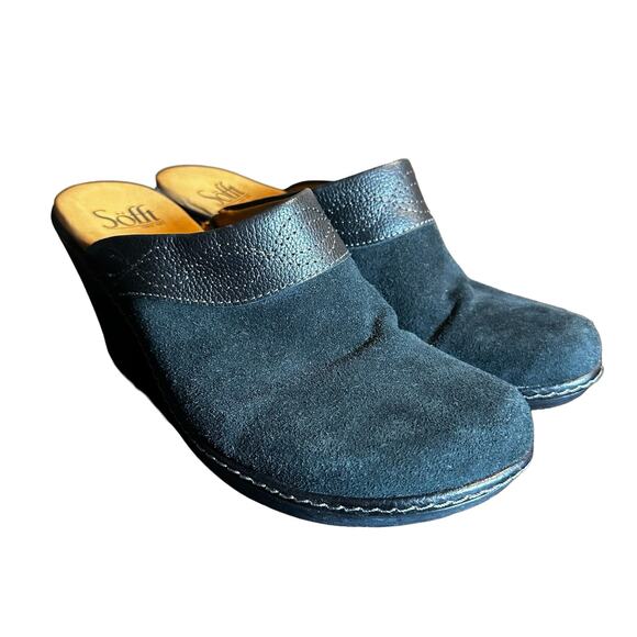 Sofft Octavia black suede and Leather clogs mules size 7 comfortable - Picture 4 of 10